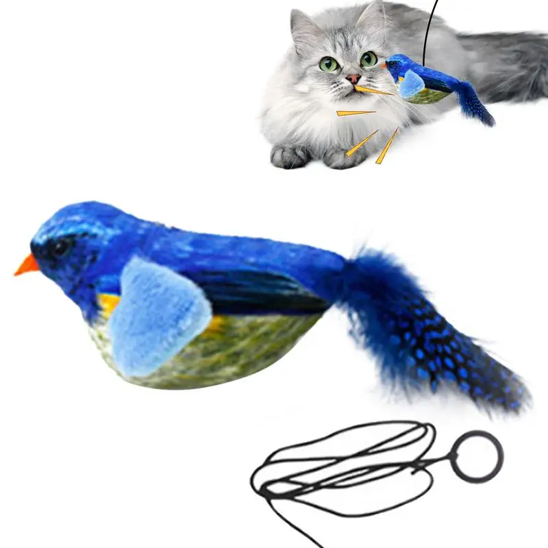 Rechargeable Bird Cat Toy Interactive Cat Toys Chirping Flapping Birds Vivid Bird Chirp Tweet Indoor Kitty Kitten Exercise Toys