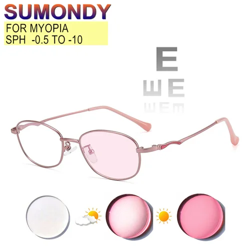 Imagen 1 del producto Receta personalizada esfera -0.25 a -10 cilindro -0.25 a -2.0 monturas de aleación lentes anti luz azul o fotocromáticas hombres mujeres gafas correctoras personalizables para miopía o astigmatismo uf78