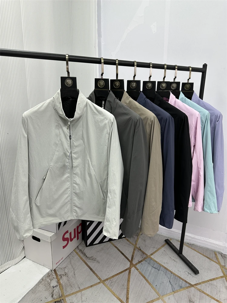 

Мужская легкая хлопковая куртка в стиле кэжуал с воротником-стойкой на молнии, теплая, модная, городская, тонкая модель