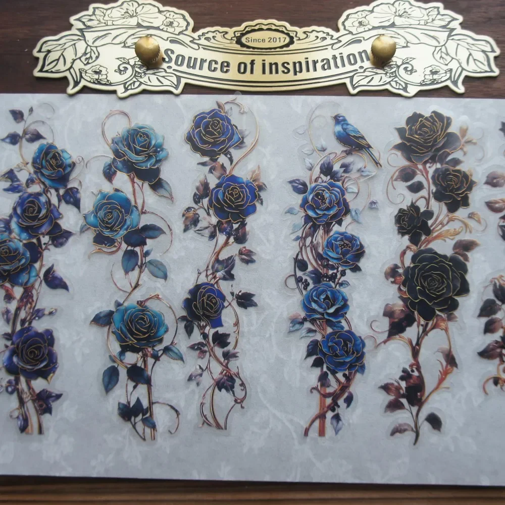 

10 Pcs Gold Line Opera House Rose Design PVC Sticker Scrapbooking DIY Gift Decoration Tag