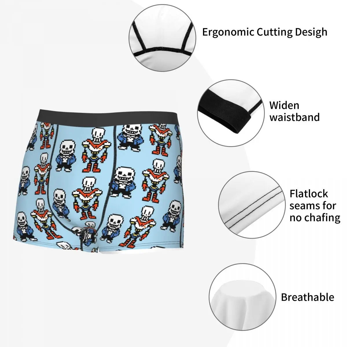 Hombre Undertale Sans y Papyrus ropa interior juego Humor Boxer calzoncillos cortos bragas Homme calzoncillos transpirables S-XXL