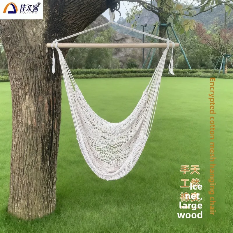 Export cotton rope hammock, handmade cotton mesh hanging swing, outdoor, for home, garden, and balcony use