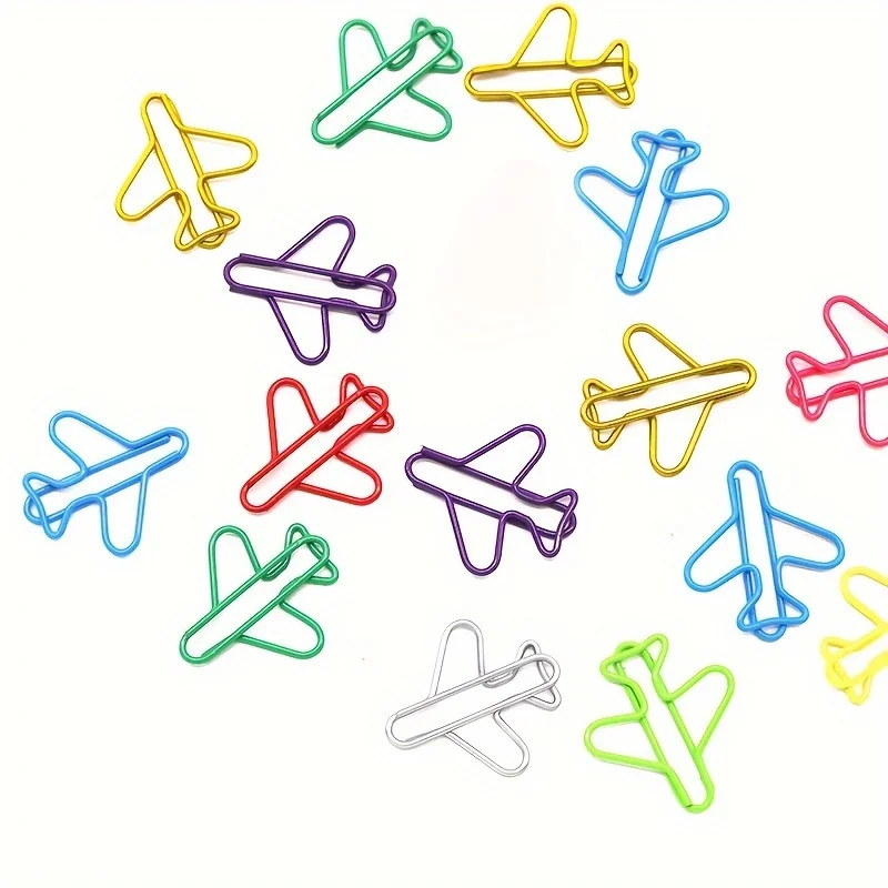 30Pcs Airplane‑Shaped Paper Clips, Colorful Metal Coated Paperclips for Office File Sorting, Bookmarks & Loose‑Leaf Binder