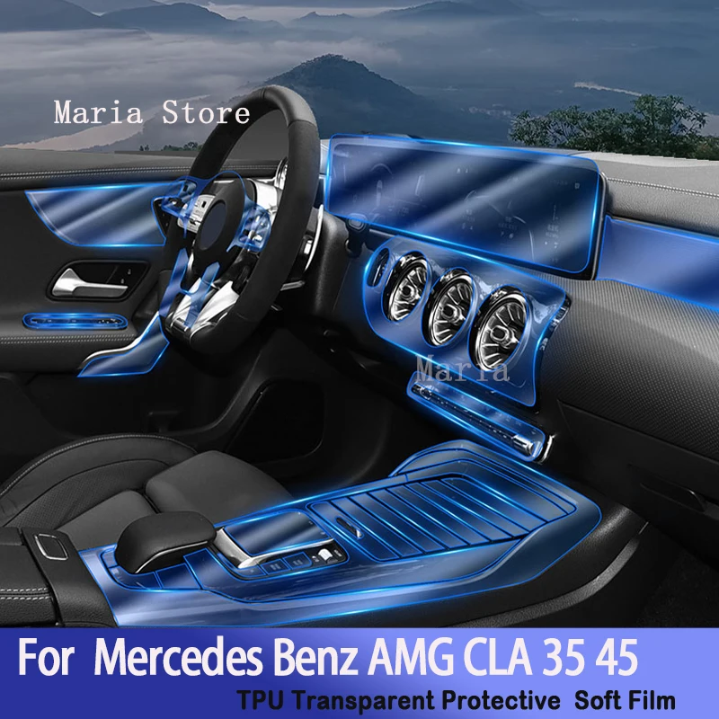 

For Benz AMG CLA 35 45（2020-2023）Car Interior Center Console Transparent TPU Protective Film Anti-scratch Repair Car Sticker