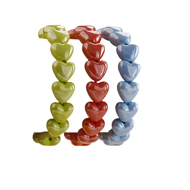 1 Stück Retro Niedliche Modische Bunte Herz-Perlenarmbänder Damen Schmuck Geschenk Armreifen Valentinstagsgeschenk – Detail 7