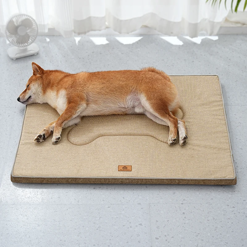 겨울용 중대형견 케이지 패드 침대, 따뜻한 수면을 위한 세탁 가능한 켄넬 매트, 실내외용 부드럽고 푹신한 강아지 침대 썸네일 5