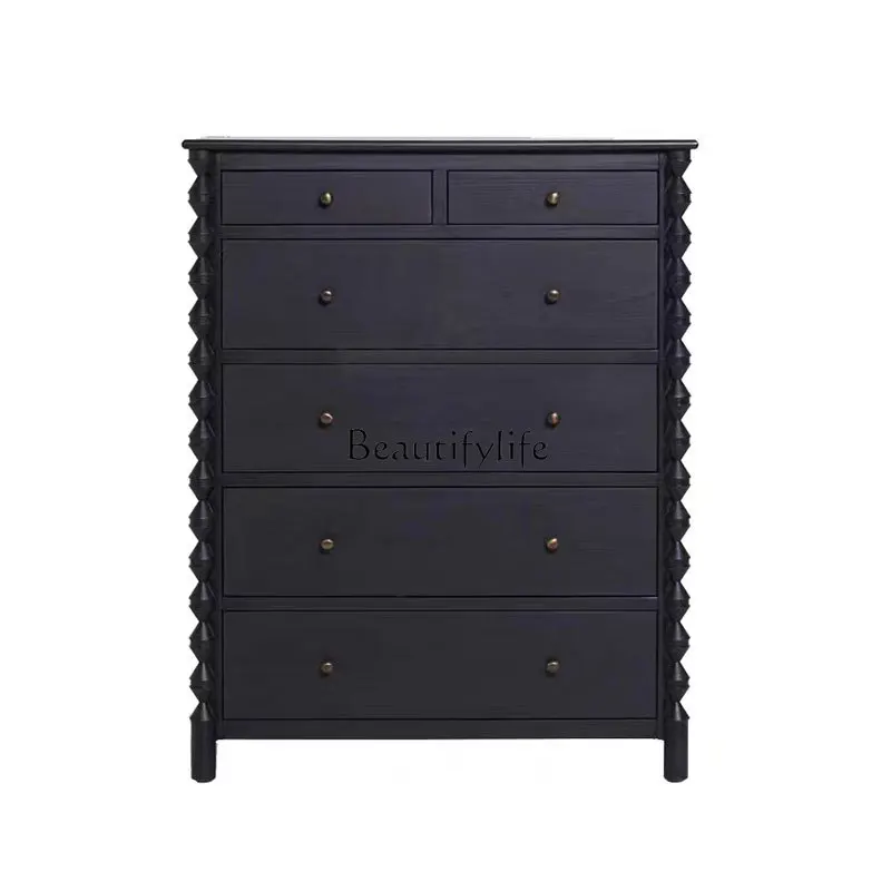 

American retro drawer French solid wood living room TV porch cabinet side cabinet