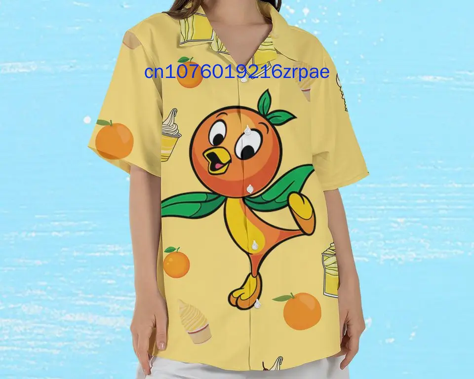 Spike The Bee and Orange Bird Hawaiian shirt Disney Epcot Flower Garden Festiva Short Sleeve Button Up Shirt Fashion Beach Tops