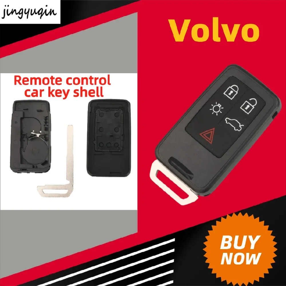 

jingyuqin Для Volvo: Модифицированный сменный корпус ключа с 5 кнопками, смарт-карта, пульт дистанционного управления, чехол для автомобильного ключа, пустой необработанный ключ без логотипа