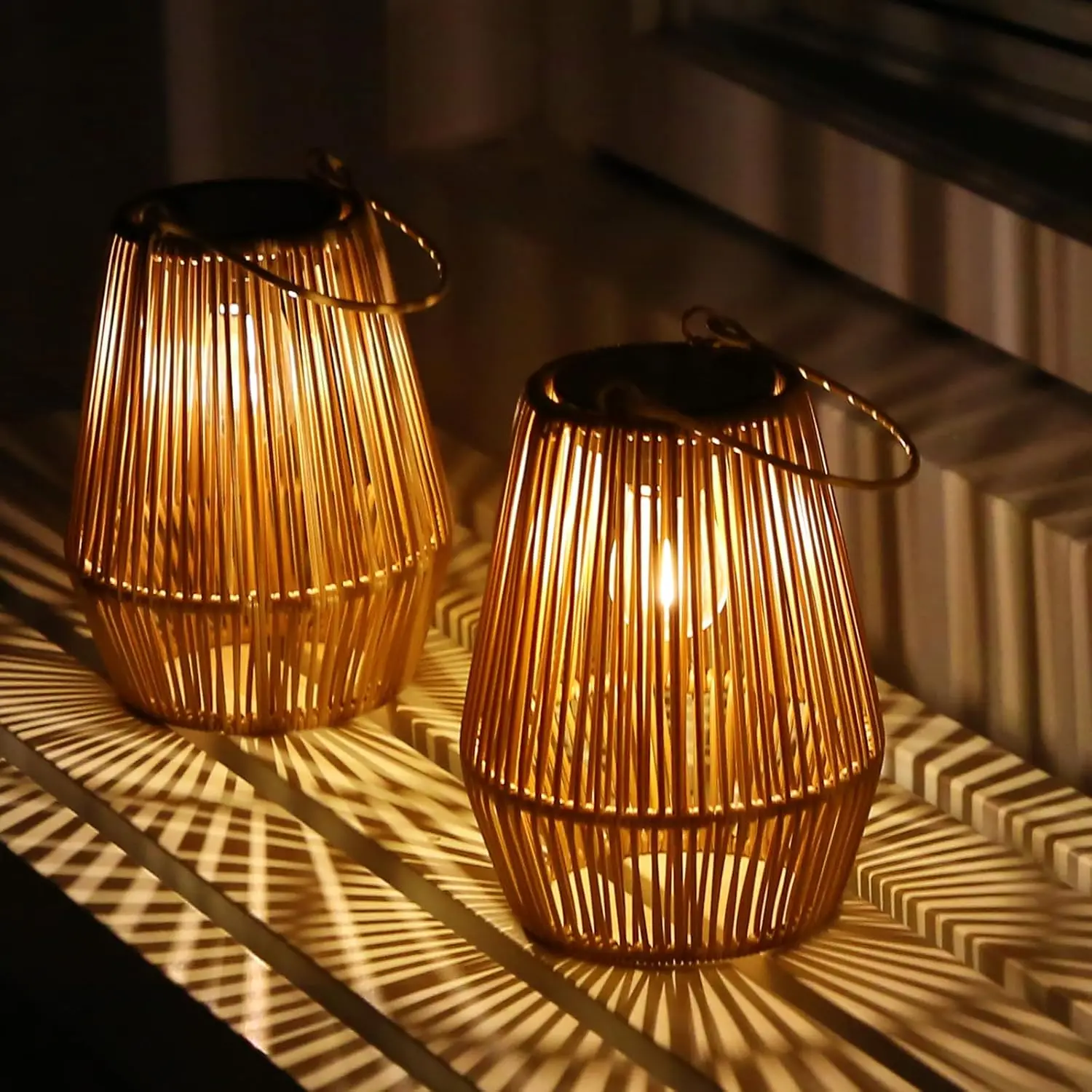 1 uds/2 uds luces solares, linternas solares de filamento de tungsteno tejidas a mano para exteriores, adecuadas para jardín, patio, luces de paisaje de villa