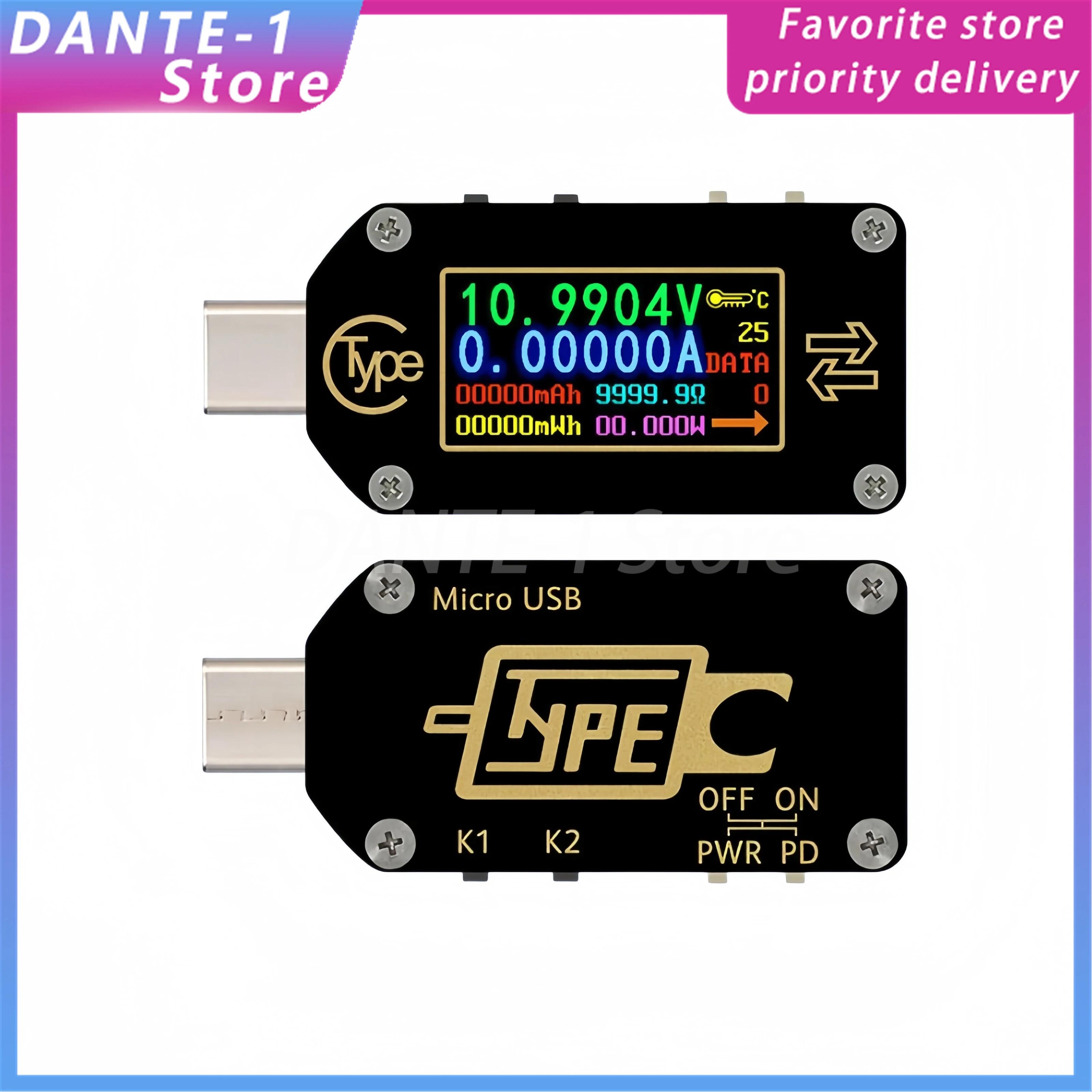 TC66 fast charging PD protocol detection deceiving Type-C 6-digit voltage and current meter USB capacity