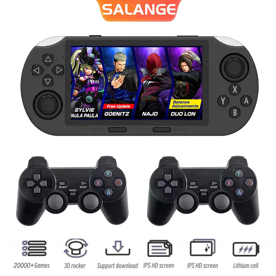 

Salange Mini Portable Handheld Game Player 4.5 Inch IPS Screen Retro Video Game Console Built-in 20000+ Games for PS1/GBA/SFC