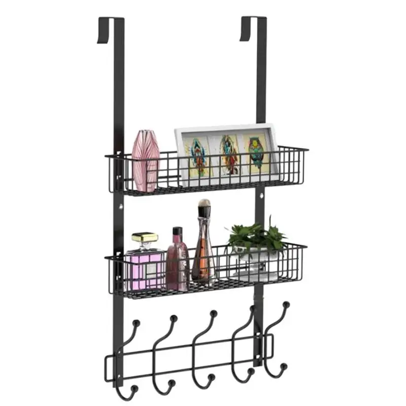 

Door Towel Rack Back Organizer Shelf With Punch Free Installation Household Storage Racks Towel Hanger For Living Room Study