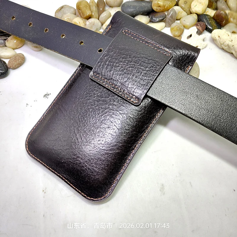 Blongk Universal Mobile Phone Waist Bag Leather Phone Holster Ultra Thin Belt Pack for Iphone Samsung Huawei Xiaomi Men Women WD