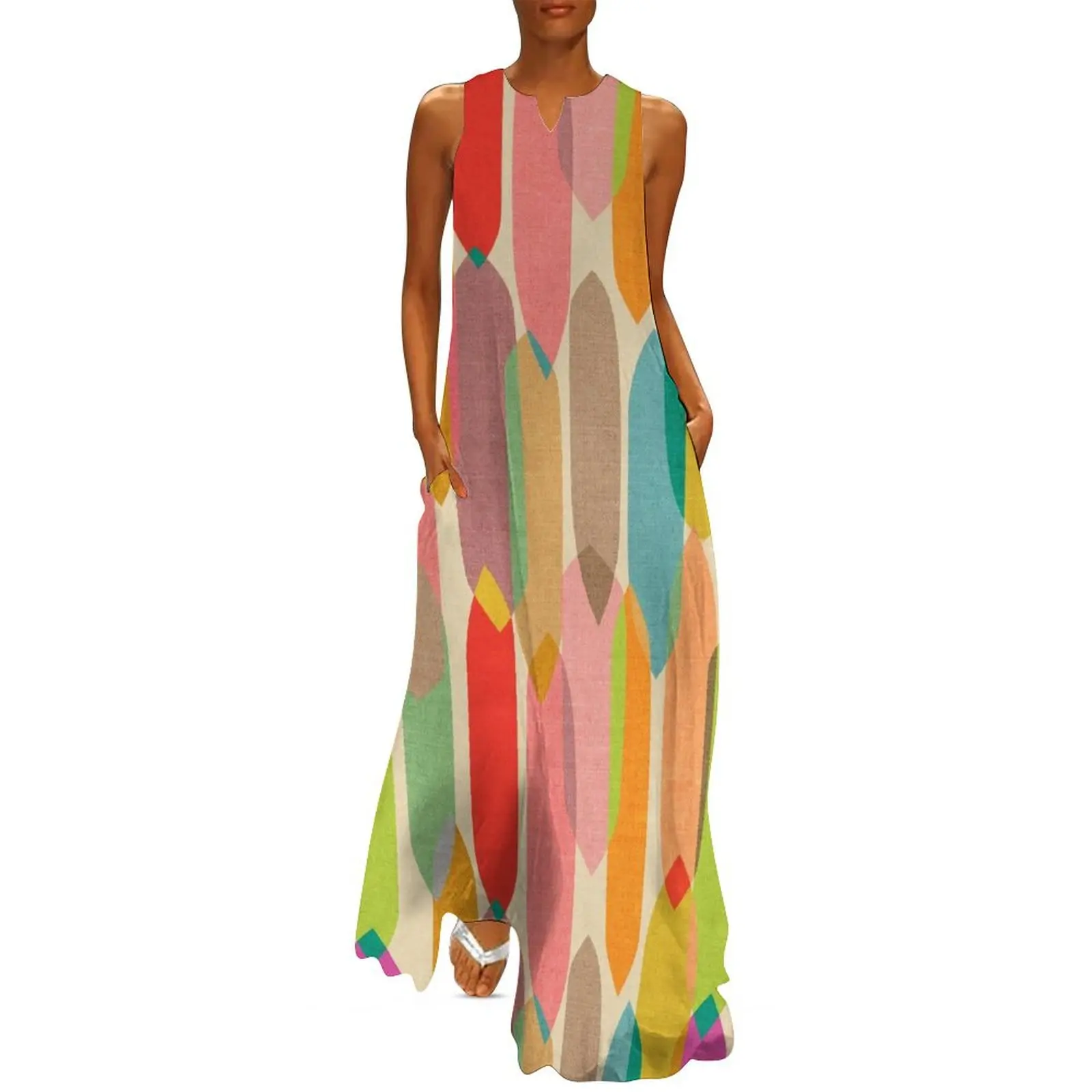 

Mid Century Droplets Kaleidoscope Long Dress women clothing 2024 new arrivals dresses for woman