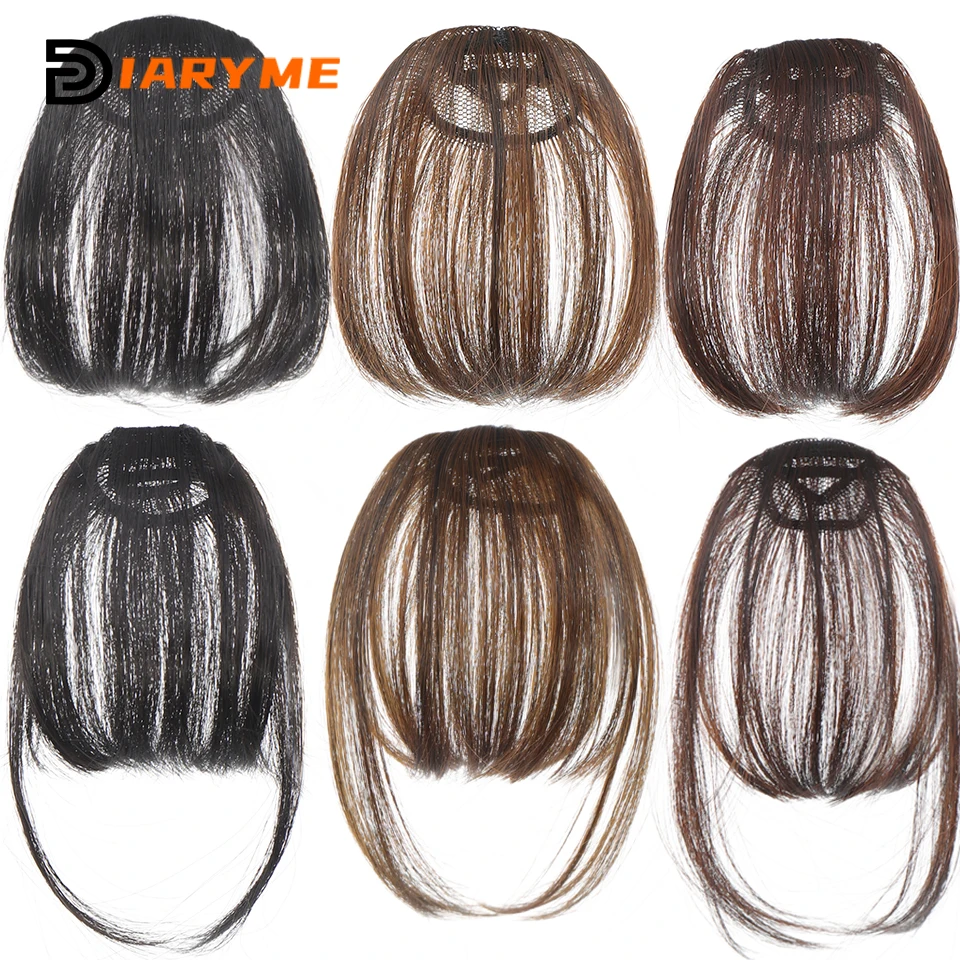 Synthetic Clip-In Air Hair Bangs Extension Natural Short Black Neat Straight Bangs Hair Extensions Heat Resistant False bangs Ha