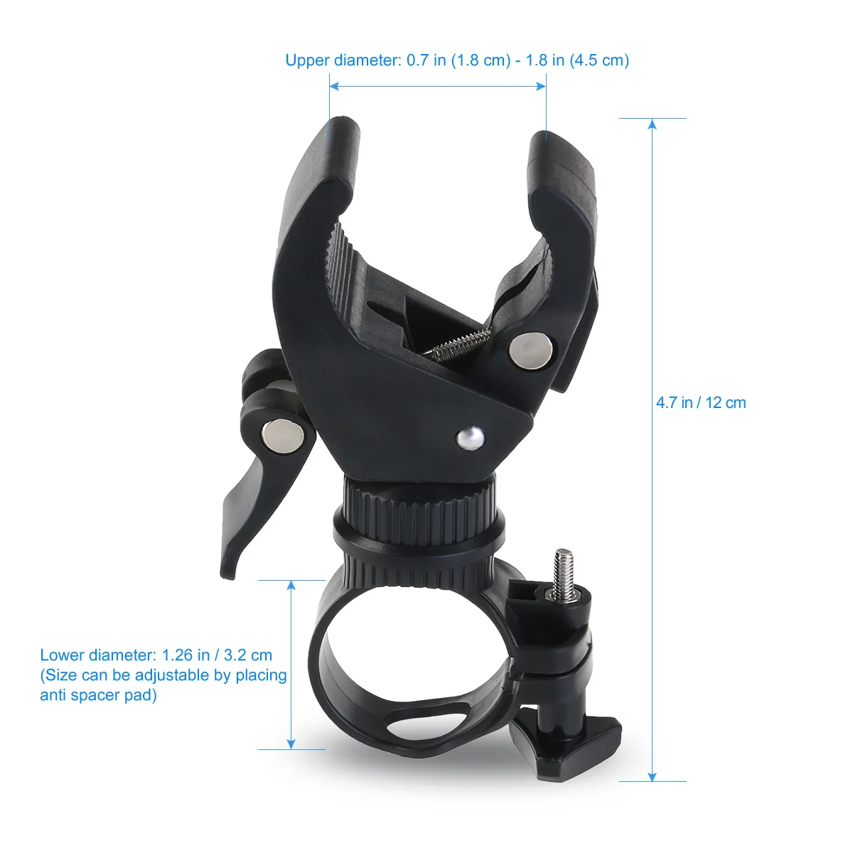

Rotating Flashlight Bracket Handlebar Clamp Holder LED Torch Mount Bike Lamp Suitable Most Leds 360 Degree Steady Strong Grip