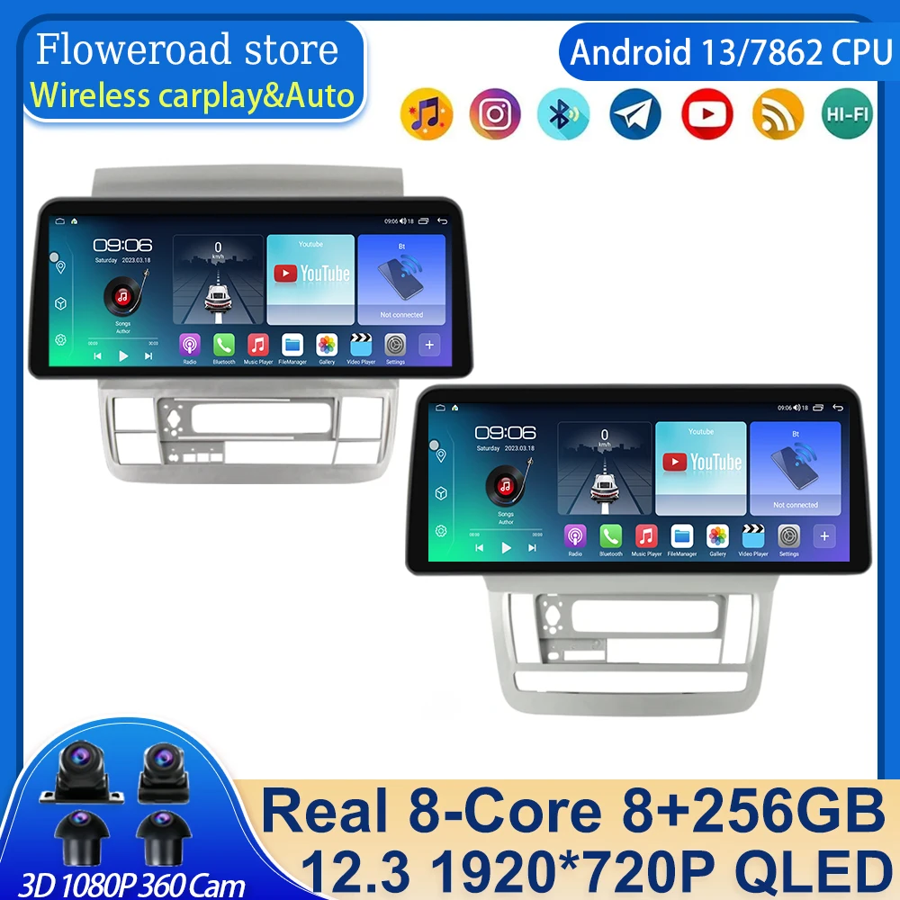 

12.3 Inch Multimedia Video Player Car Radio GPS Navigation For Toyota Alphard 1 H10 2002 - 2008 Android13 QLED Screen All In One