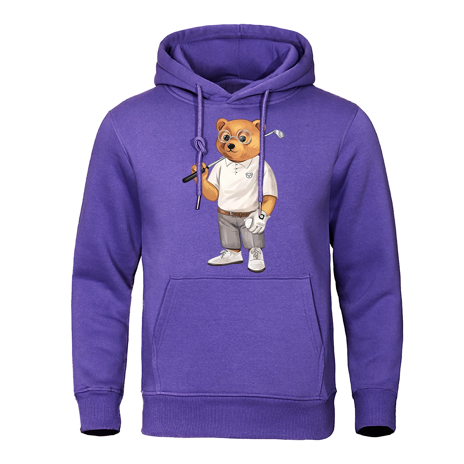 Mr. Bear With a Club In The Street Clothes Mens Hip Hop Loose Hoodies Warm Crewneck Hoody Crewneck Pullover Streetwear Man