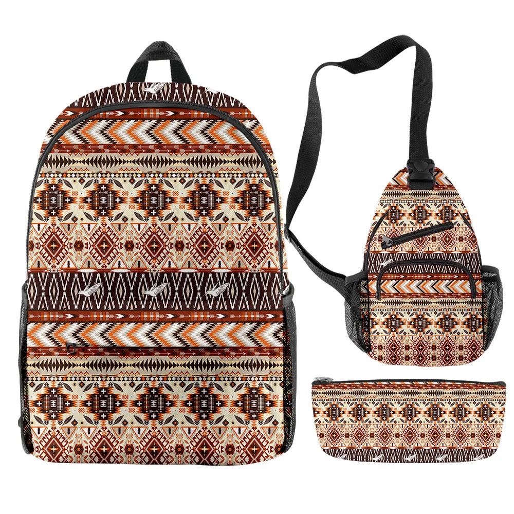 

Trendy Popular Novelty Funny Aztec 3D Print 3pcs/Set pupil School Bags Travel Laptop Backpack Chest Bag Pencil Case