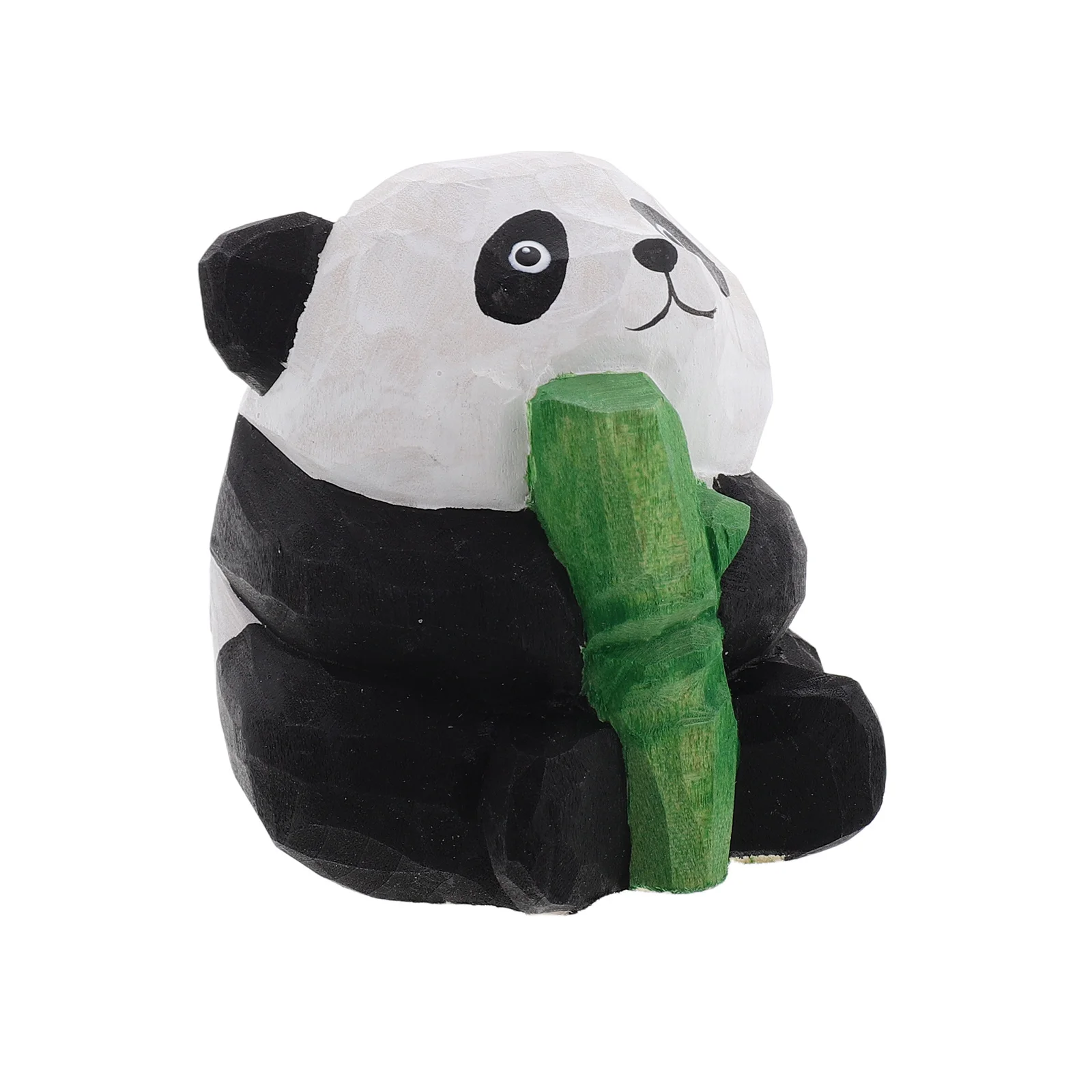 

Wooden Panda Statue Hand Painted Small Animal Sculpture Unique Home Office Desktop Decoration Panda Sculpture Wooden Figurines