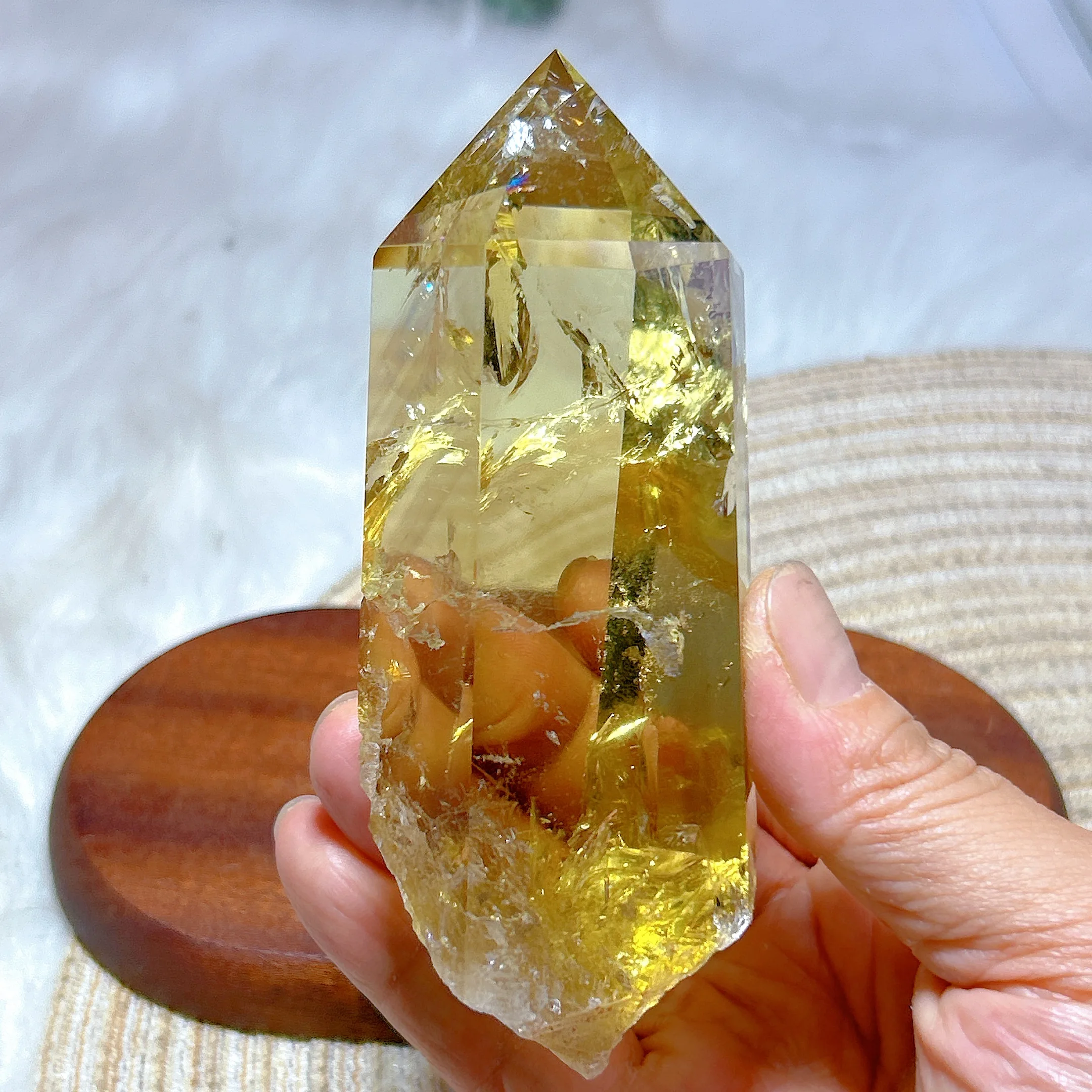 Healing Natural Crystal Brazil Smokey Citrine Quartz Fantome Raw Stone Tower High Quality Rainbow Gemstone Home Decoration Gift