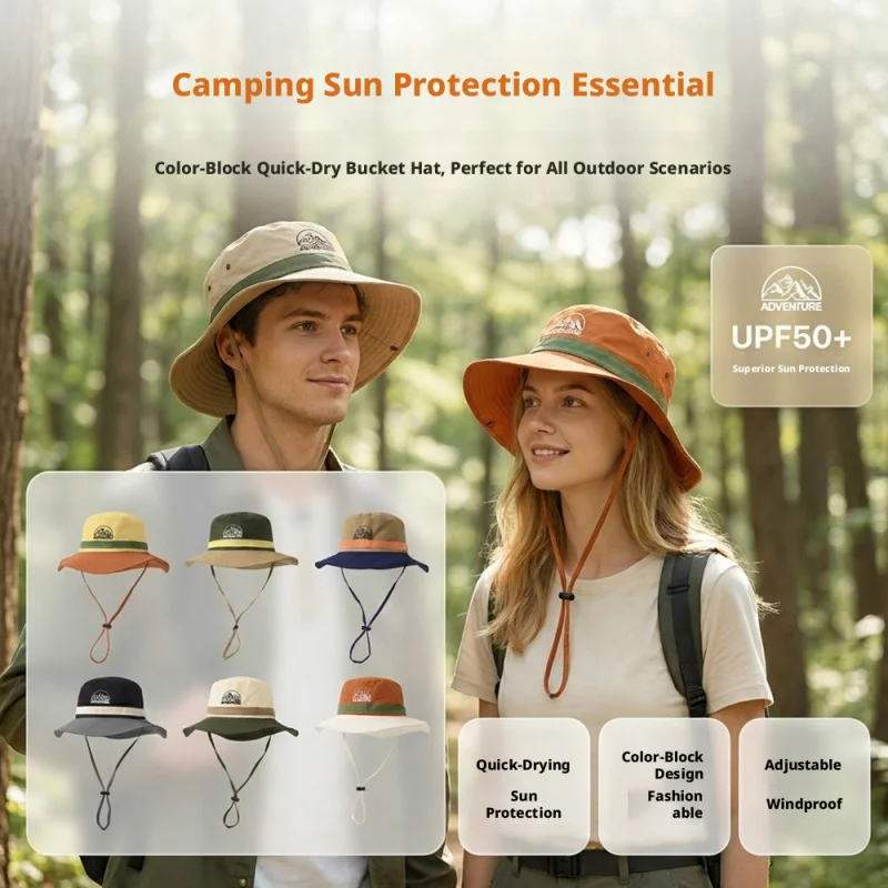 Japanese Style Color Blocking Sun Hat for Men Women Quick Dry Spring Summer Sun Protection Outdoor Hiking Fishing Camping Fisher
