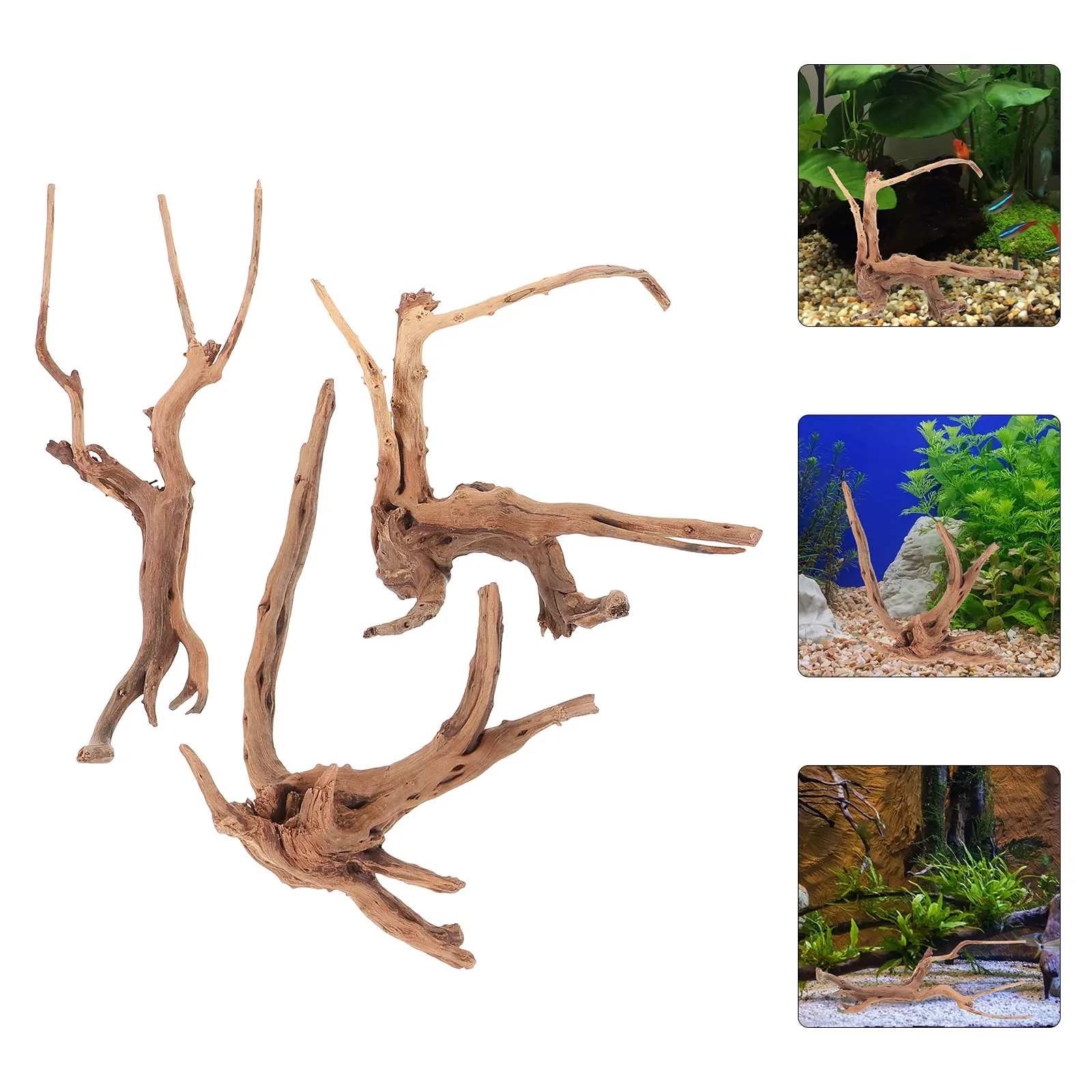 

3pcs Fish Tank Submerged Wood 15cm 25cm Driftwood Decor Natural Branches Aquarium Landscaping Ornaments Reptile Tank Adornments