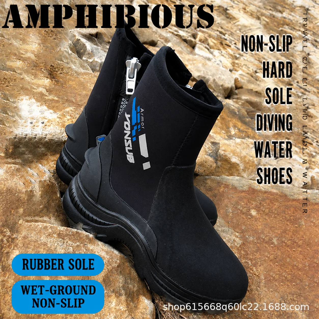 5MM Neoprene Dive Boots, Anti-Slip Water Shoes with Spiked Sole for Ice Fishing, Rock Fishing & Wading
