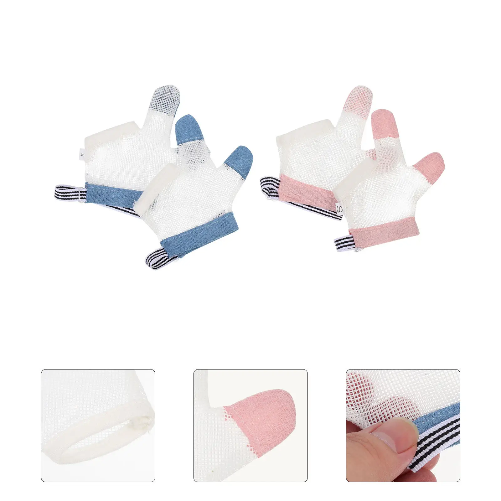 

2Pairs Baby Stop Sucking Gloves Thumb Sucking Stop Tool Skin-Friendly Finger Protector for Infants Double-Sided Mesh Design