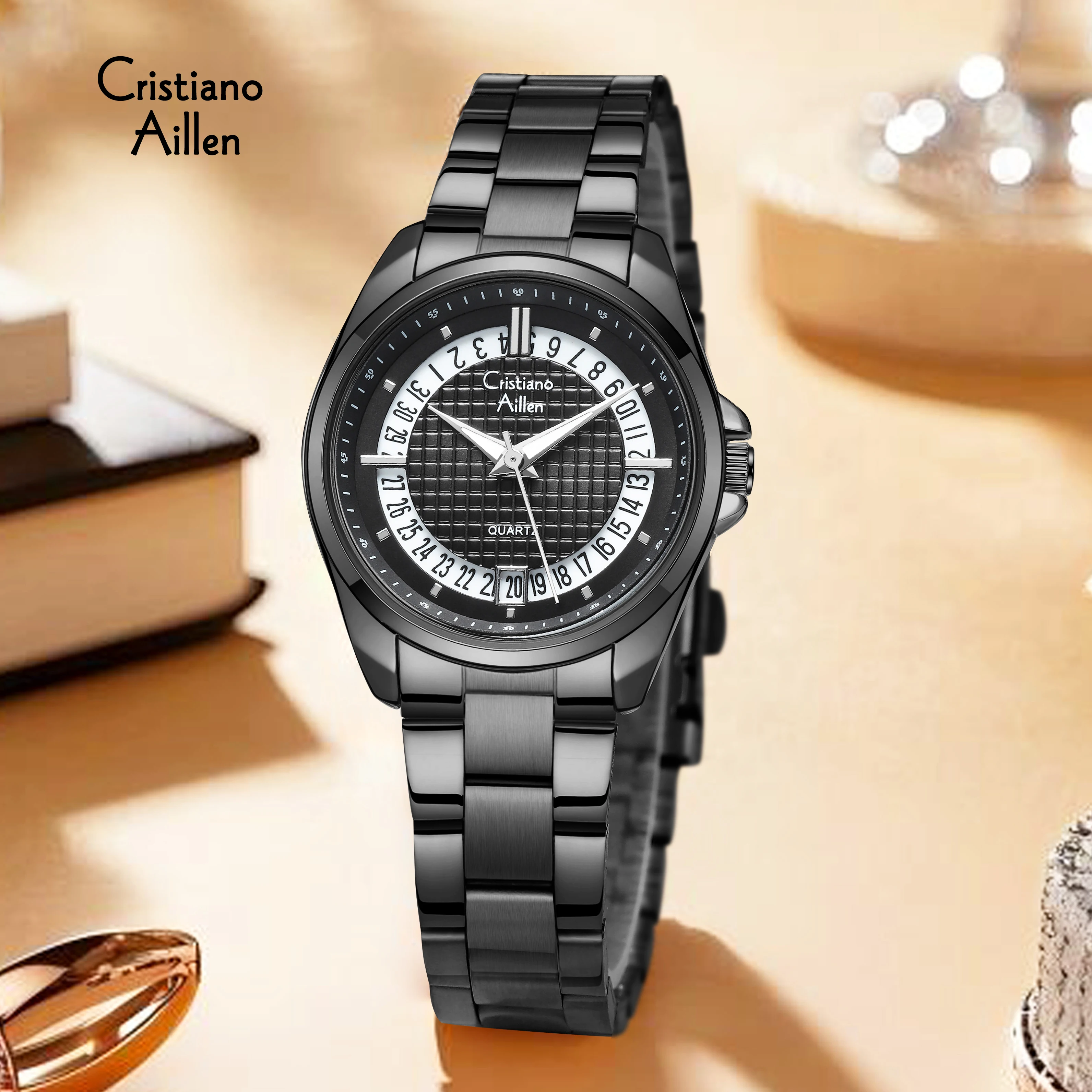 Elegancki zegarek damski kwarcowy, luksusowy zegarek biznesowy do sukienki, prosty zegarek damski z kalendarzem.