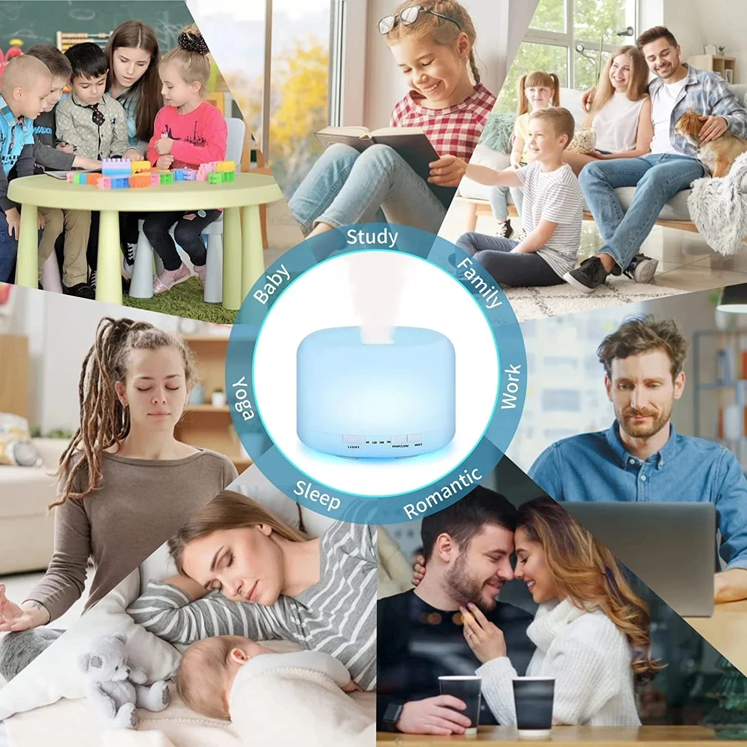 1pc Printless Ultrasonic Humidifier: Enjoy a Comfortable Home Environment with LED Night Light