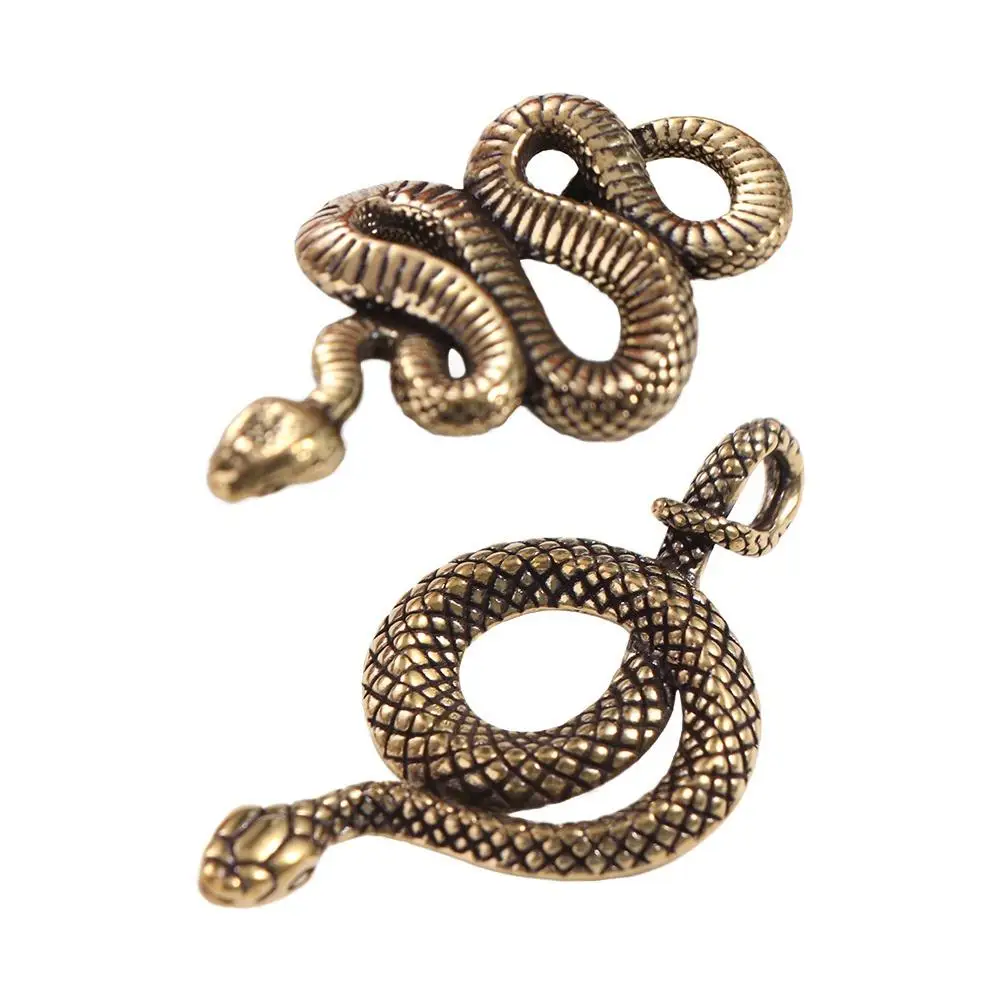 Twelve Zodiac Snake Vintage Brass Snake Statue Elegant Ancient Snake Figurines Exquisite Lifelike Lucky Charm Animal Sculpture