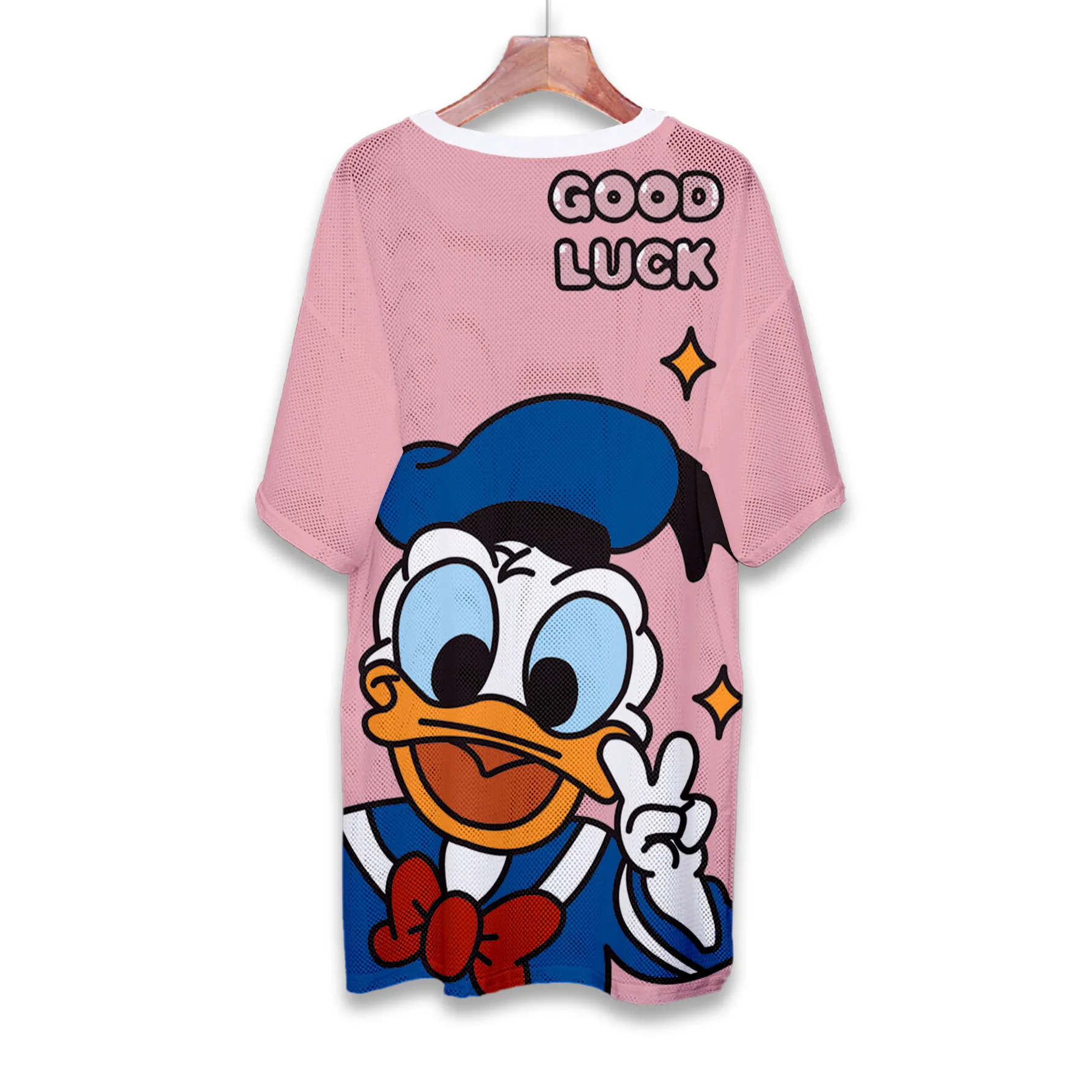 Donald Duck Daisy Nightdress Disney Cartoon Pajamas Loose Women\'s Short Sleeve Pajamas Mesh Breathable Comfortable Homewear