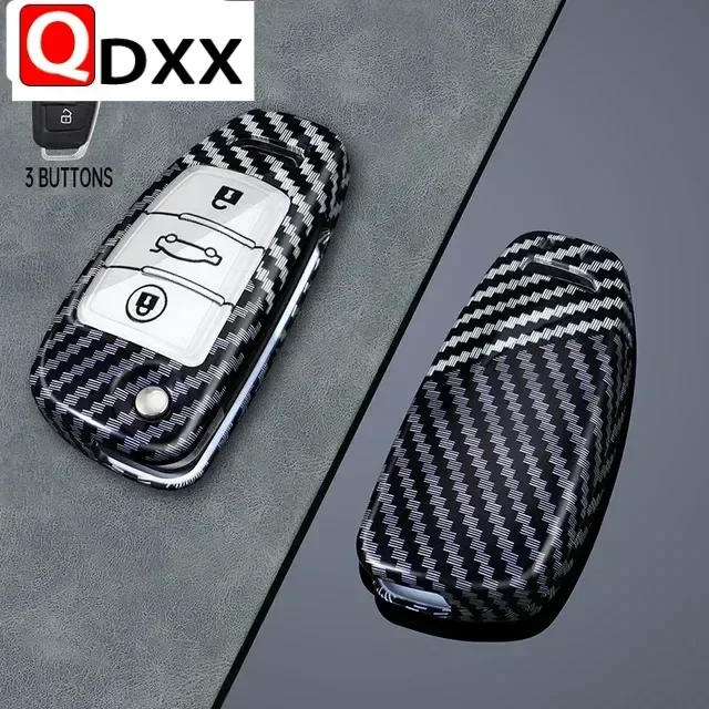 Carbon Fiber folding Car Key Case Cover Keychain 3 Buttons for JAC S2 Refine S3 S4 S5 S7 R3 A5 7 T40 S5 X4 R3 SEI 3 2017-2020