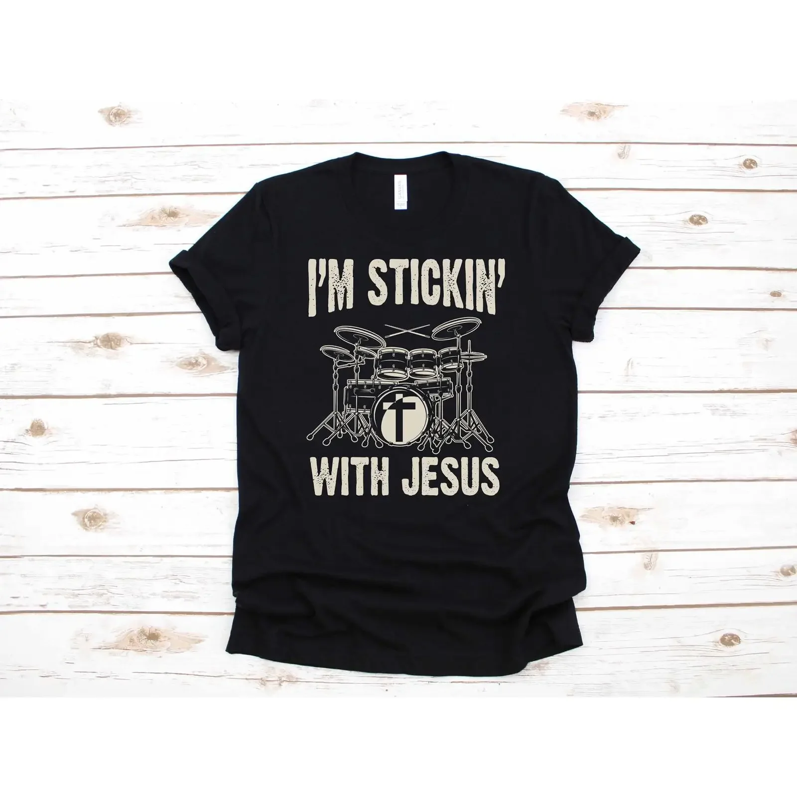Christian Music Drummer Drums Apparel T Shirt Long Sleeve SweaT  vintage Washed fashion Casual streetwear Unisex Stylish