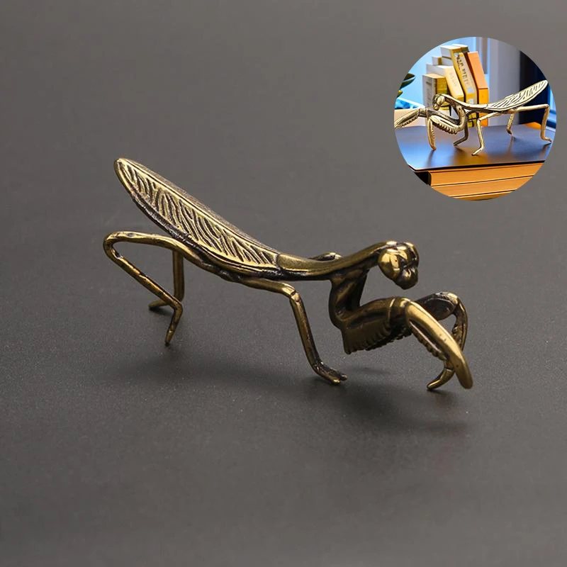 New Copper Mantis Miniature Ornament Vintage Flower Pot Decoration Decorative Craft Accessories Tea Pet Antique For Home