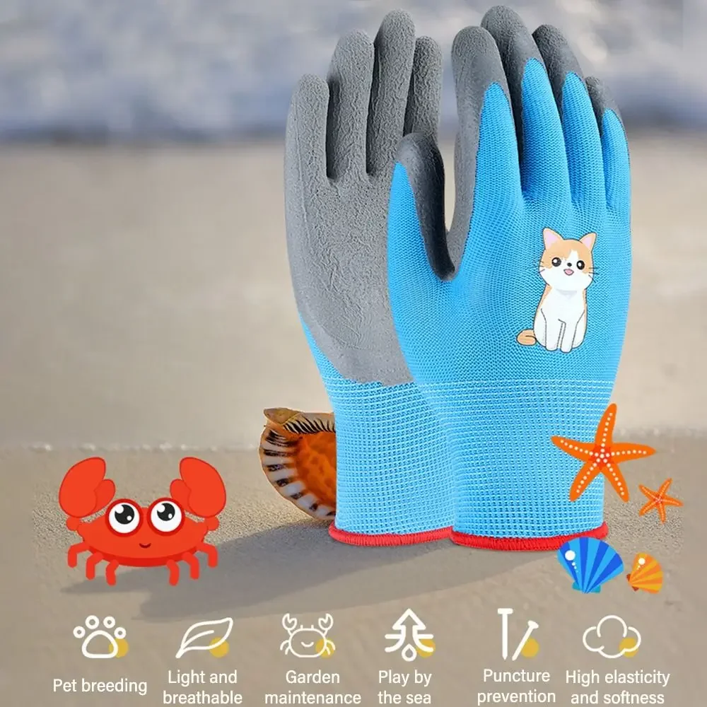 Gants de protection de camping d'animaux de dessin animé, jolis gants de travail polyvalents pour enfants, sécurité UNIS issante, gants de jardinage, rose, bleu, jaune