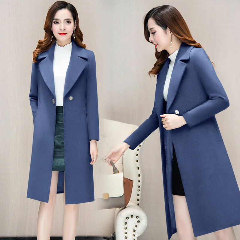 2022 Autumn And Winter Fashion Wool Jacket Womens Clothing Medium Length Woolen Coats Slim Wild Elegant Female Korean Outerwear