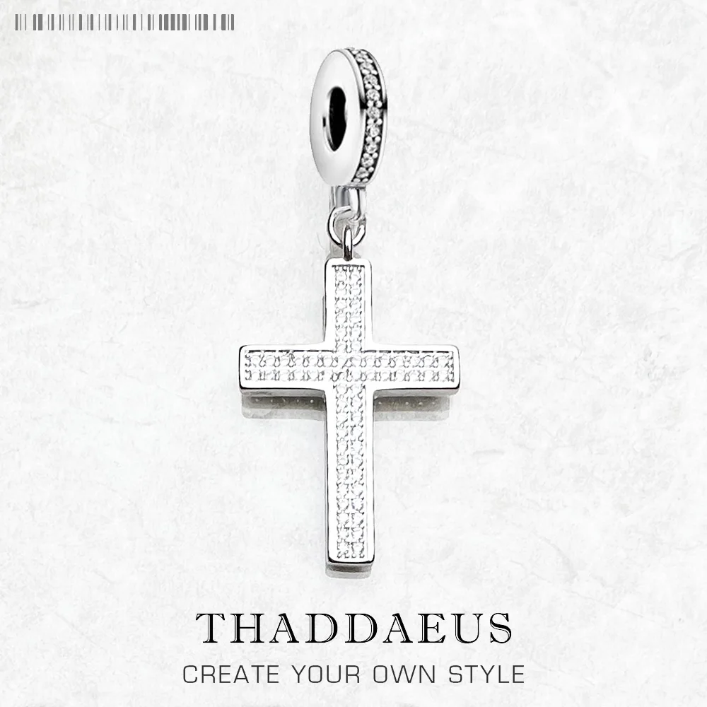 

Charm Pendant White Stone Cross Brand New Europe Style Jewelry For Women Men Vintage Gift In 925 Sterling Silver