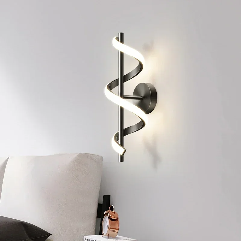 Imagem -02 - Modern Minimalista Led Lâmpada de Parede Sala de Fundo Luz Quarto Iluminação de Cabeceira Home Interior Decor Preto Branco Ouro