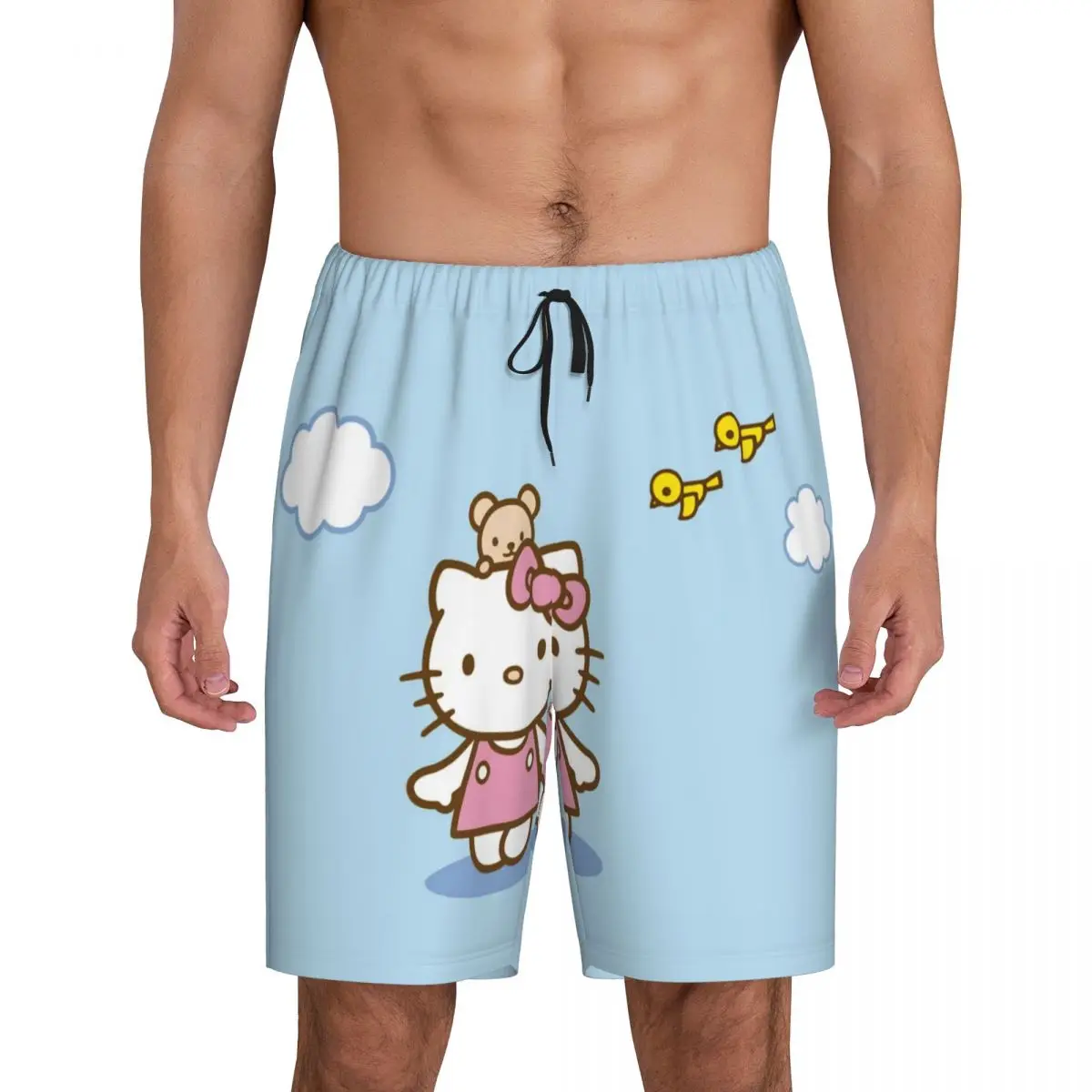 

Custom Cartoon Anime Hello Kitty Bow Pajama Shorts for Men Sleepwear Lounge Bottom Stretch Sleep Short Pjs with Pockets