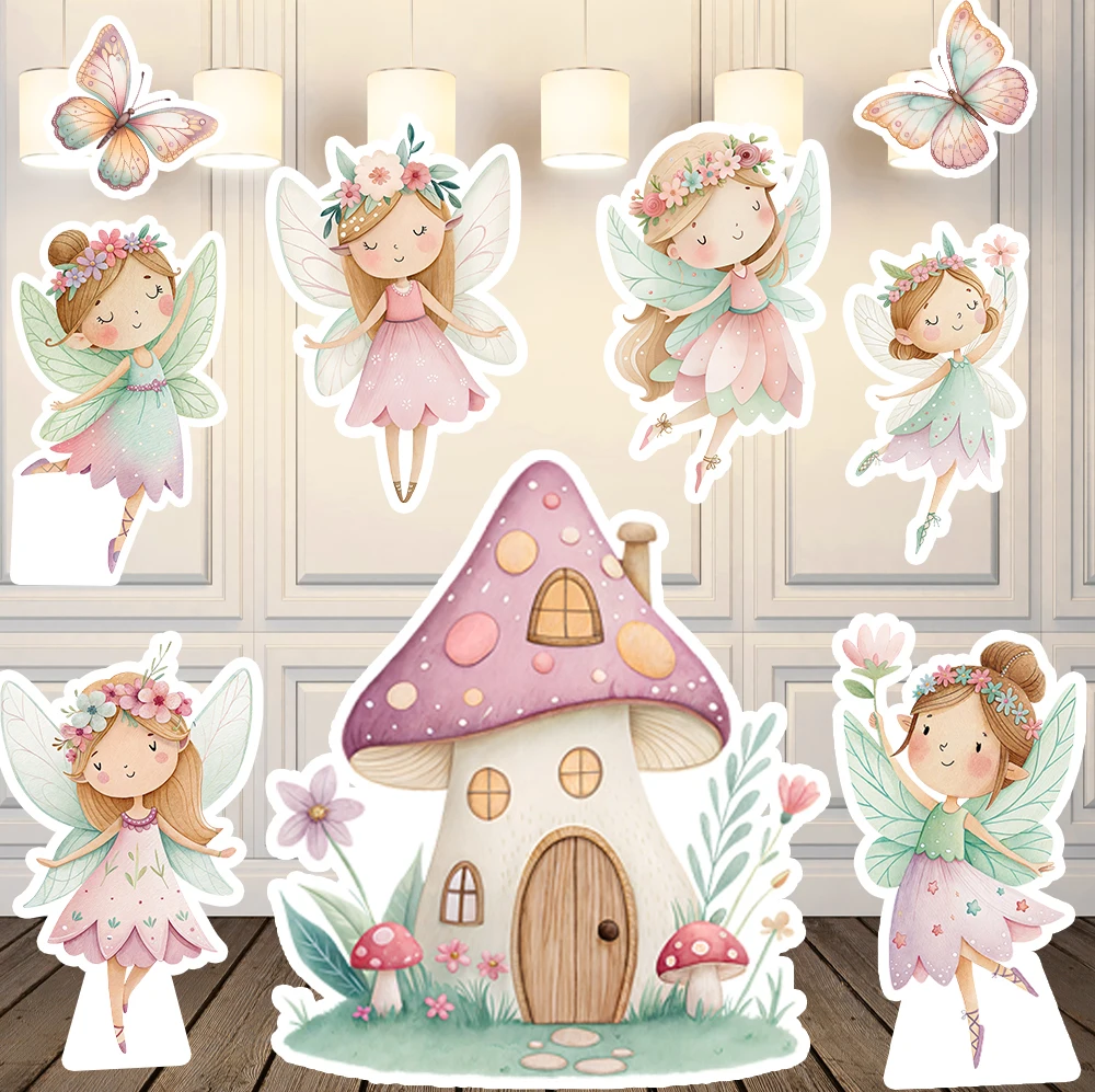 60 cm/90 cm Fee Erster Geburtstag Großer Ausschnitt Feengarten Skurrile Fee Babyparty Schmetterling Prinzessin Pilz Hintergrund Requisiten