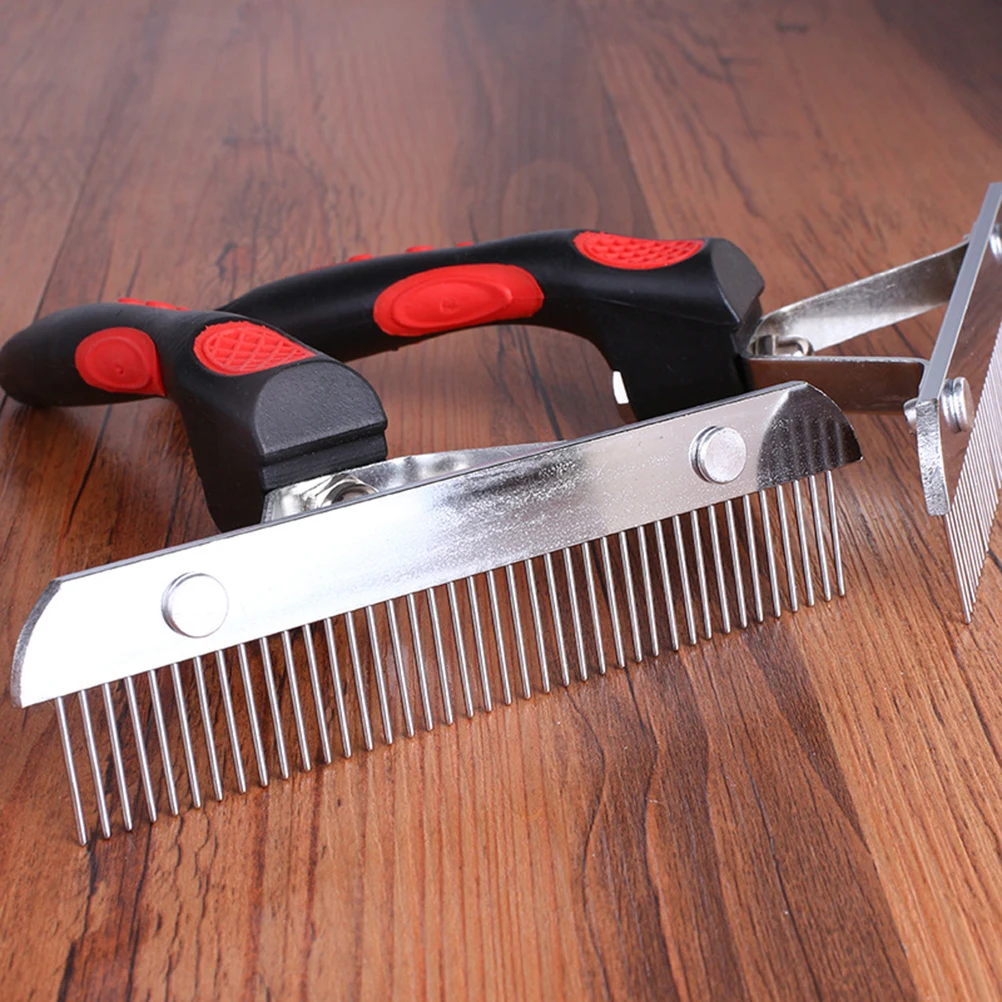 

Double Rows Metal Pet Comb Steel Pet Comb Dog Grooming Brush Curly Hair Tangle Remover Puppy Slicker Tool Metal