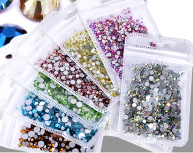 Diamantes de imitación de cristal para decoración de uñas, diamantes de imitación de cristal 3D sin fijación en caliente, 5 gramos por bolsa, ss3-ss30 tamaños mixtos