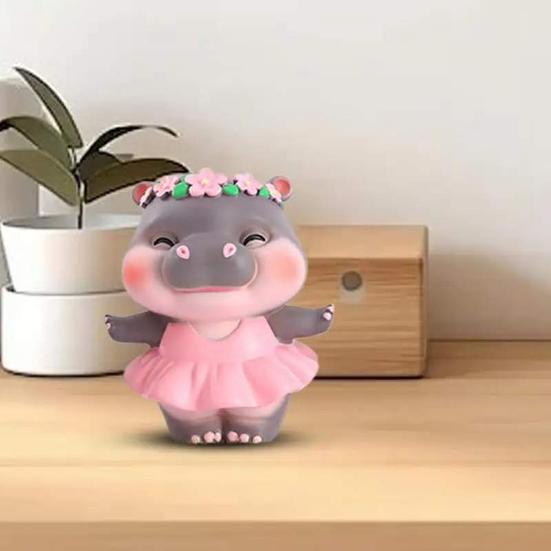 8 ซม. Moo Deng ตุ๊กตาเรซิ่น Hippo Craft ของสะสมน่ารัก Miniature Decor Keepsake ขนาดกะทัดรัดตุ๊กตาสัตว์กล่องตาบอด