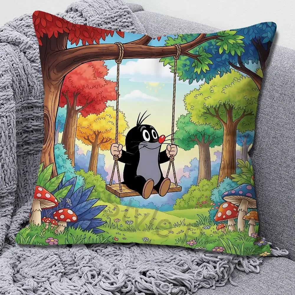 Cartoon L-Little M-Mole Pillow Cases for Bedroom Living Room Sofa Home Decor Polyester Cushion Cover with Zipper