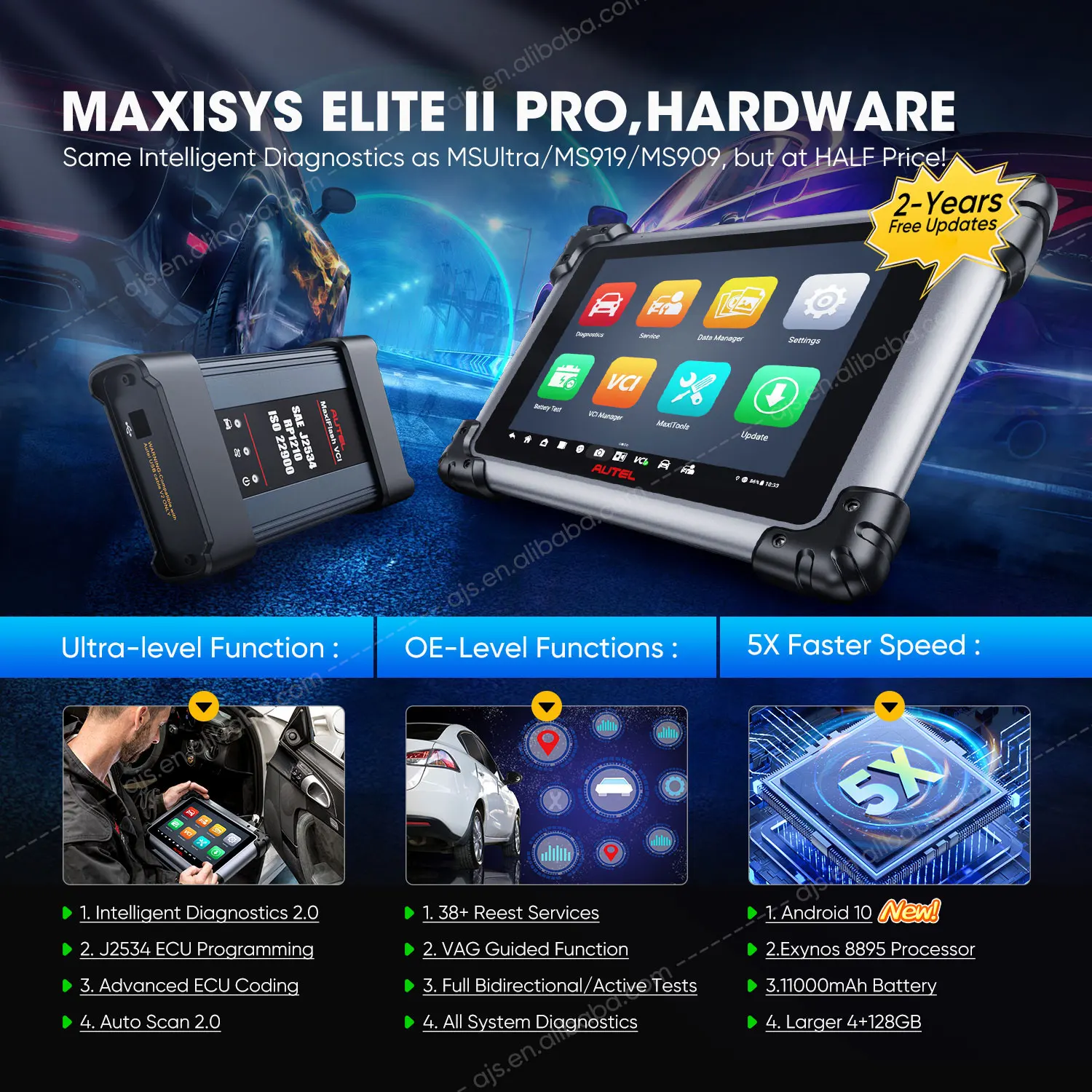 Autel MaxiSYS Elite II PRO Scanner Programmazione ECU Strumenti diagnostici professionali Aggiornamento Maxisys Elite II PK MS908S Pro