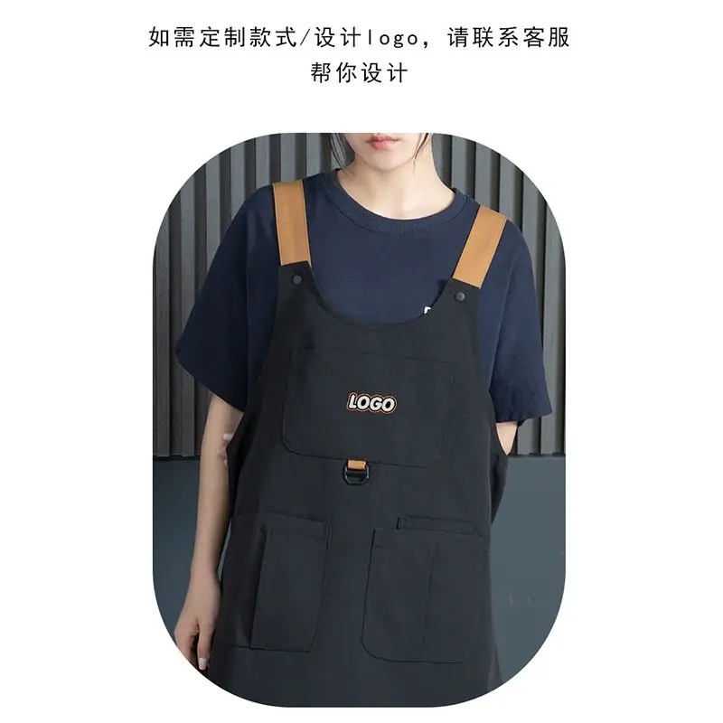 Korean canvas waterproof apron vest two-piece loose household solid color tooling wind