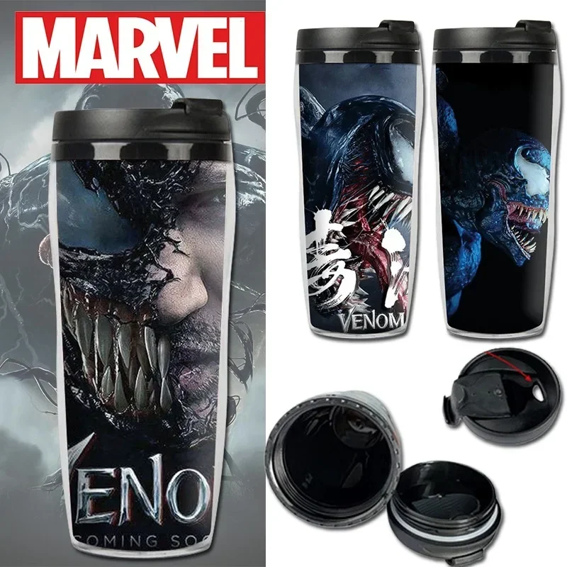 Marvel Digital Printing Plastic Mug Venom Around Students Double Layer Insulated Plastic Drinking Cup Fashion Leisure Sports Mug